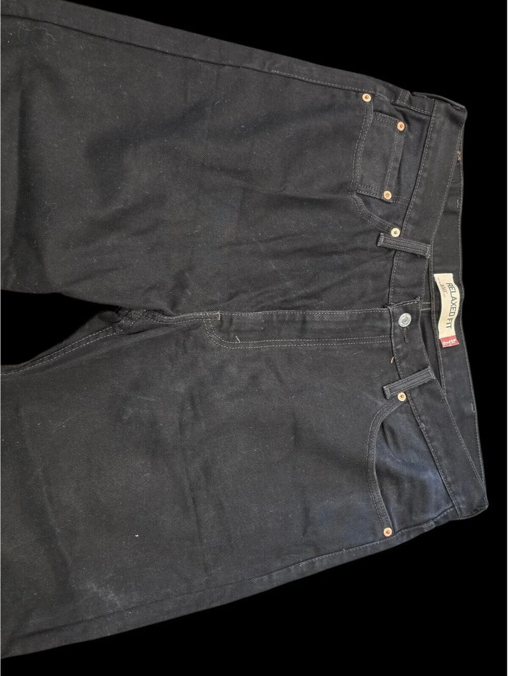 Vintage Levis 550 Mens Jeans 38x30 Black Batwing Tag Relaxed Fit Denim Mexico